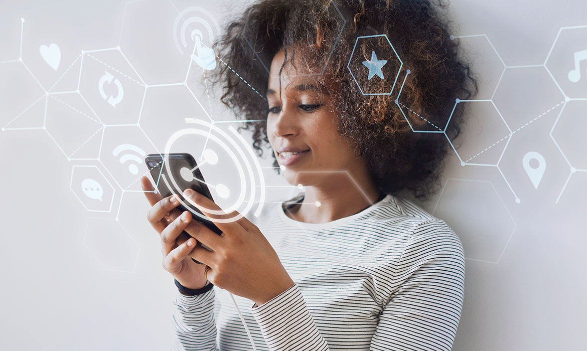 Friend Using Social Media With Smart Phone